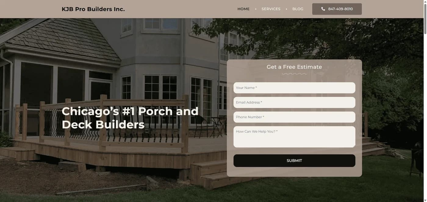 Deck Builders website homepage