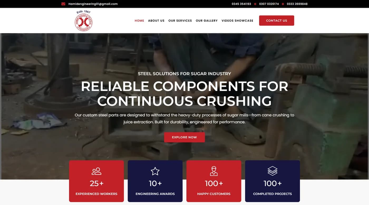 Hamid Engineering and Textile website homepage